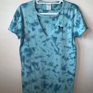 Tie Dye VS Pink Cutout Shirt Dress